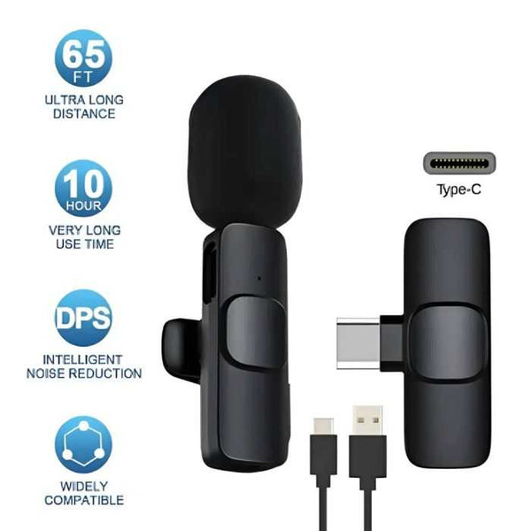 K8 Universal Plug Type-C Wireless Microphone with Mini Cable for Phone