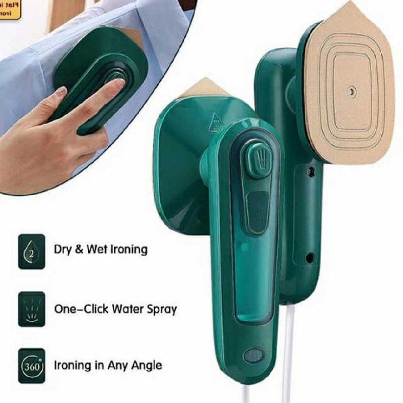 Zemvo mini electric handheld steamer iron with a compact design, white plastic body, and steam outlet for home garment steaming.